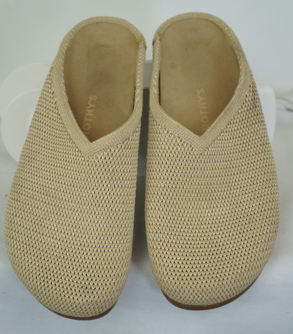ROTHY’S The Casual Clog Sand Beige Cream Raffia Knit Size Women's Size 10